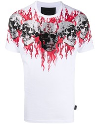 T-shirt à col rond imprimé blanc Philipp Plein