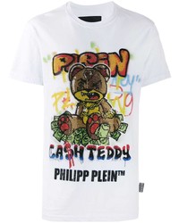 T-shirt à col rond imprimé blanc Philipp Plein