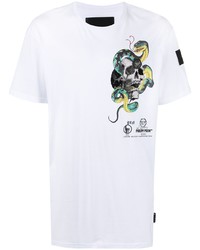 T-shirt à col rond imprimé blanc Philipp Plein