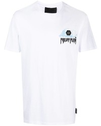 T-shirt à col rond imprimé blanc Philipp Plein