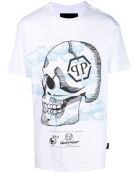 T-shirt à col rond imprimé blanc Philipp Plein