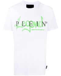 T-shirt à col rond imprimé blanc Philipp Plein