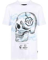 T-shirt à col rond imprimé blanc Philipp Plein