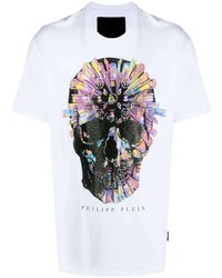 T-shirt à col rond imprimé blanc Philipp Plein