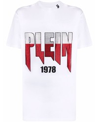 T-shirt à col rond imprimé blanc Philipp Plein