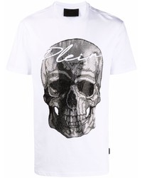 T-shirt à col rond imprimé blanc Philipp Plein