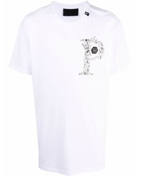 T-shirt à col rond imprimé blanc Philipp Plein