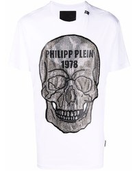 T-shirt à col rond imprimé blanc Philipp Plein