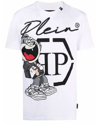 T-shirt à col rond imprimé blanc Philipp Plein