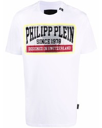 T-shirt à col rond imprimé blanc Philipp Plein