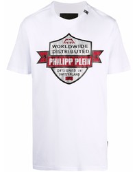 T-shirt à col rond imprimé blanc Philipp Plein