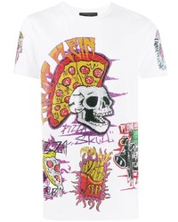 T-shirt à col rond imprimé blanc Philipp Plein