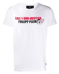 T-shirt à col rond imprimé blanc Philipp Plein