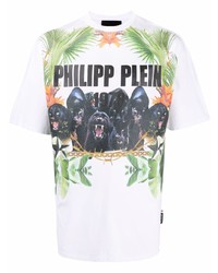 T-shirt à col rond imprimé blanc Philipp Plein