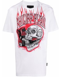 T-shirt à col rond imprimé blanc Philipp Plein