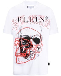 T-shirt à col rond imprimé blanc Philipp Plein