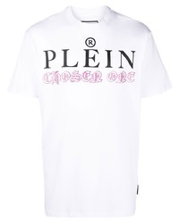 T-shirt à col rond imprimé blanc Philipp Plein