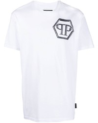 T-shirt à col rond imprimé blanc Philipp Plein