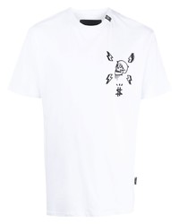 T-shirt à col rond imprimé blanc Philipp Plein