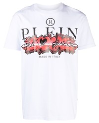 T-shirt à col rond imprimé blanc Philipp Plein