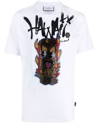 T-shirt à col rond imprimé blanc Philipp Plein