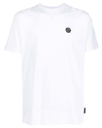 T-shirt à col rond imprimé blanc Philipp Plein