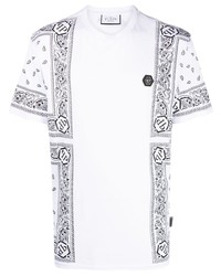 T-shirt à col rond imprimé blanc Philipp Plein