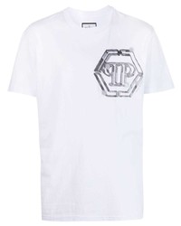 T-shirt à col rond imprimé blanc Philipp Plein