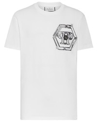 T-shirt à col rond imprimé blanc Philipp Plein