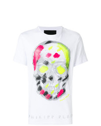 T-shirt à col rond imprimé blanc Philipp Plein