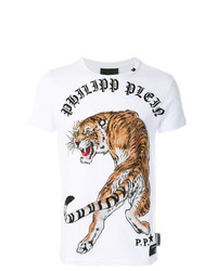 T-shirt à col rond imprimé blanc Philipp Plein