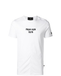 T-shirt à col rond imprimé blanc Philipp Plein