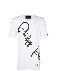 T-shirt à col rond imprimé blanc Philipp Plein