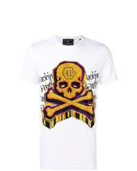 T-shirt à col rond imprimé blanc Philipp Plein