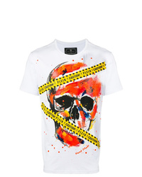 T-shirt à col rond imprimé blanc Philipp Plein