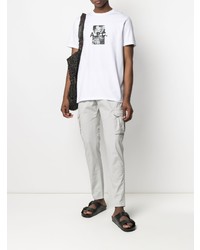 T-shirt à col rond imprimé blanc A.P.C.