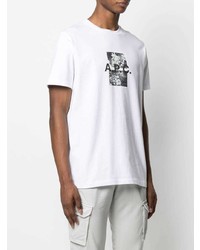 T-shirt à col rond imprimé blanc A.P.C.