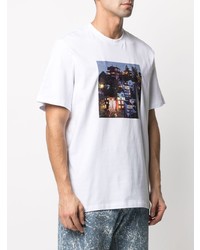 T-shirt à col rond imprimé blanc MSGM