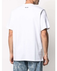 T-shirt à col rond imprimé blanc MSGM