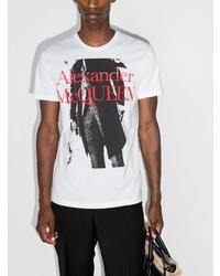 T-shirt à col rond imprimé blanc Alexander McQueen