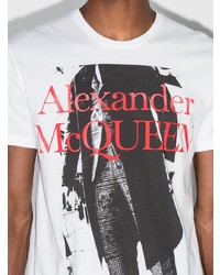 T-shirt à col rond imprimé blanc Alexander McQueen