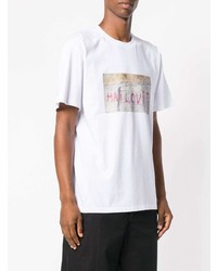 T-shirt à col rond imprimé blanc MSGM