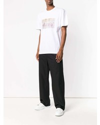 T-shirt à col rond imprimé blanc MSGM