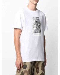 T-shirt à col rond imprimé blanc Maharishi