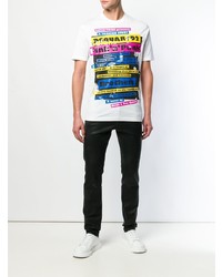 T-shirt à col rond imprimé blanc DSQUARED2