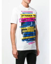 T-shirt à col rond imprimé blanc DSQUARED2