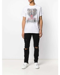 T-shirt à col rond imprimé blanc Philipp Plein