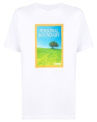 T-shirt à col rond imprimé blanc Pleasures