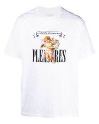 T-shirt à col rond imprimé blanc Pleasures