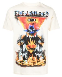 T-shirt à col rond imprimé blanc Pleasures
